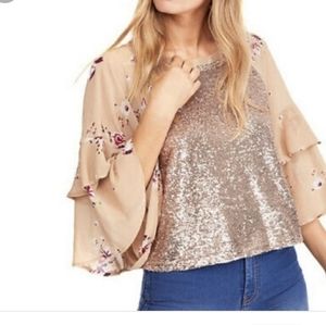 Free people floral sequin shimmy and shake top